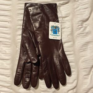 Portolano cashmere lined cork colored leather gloves